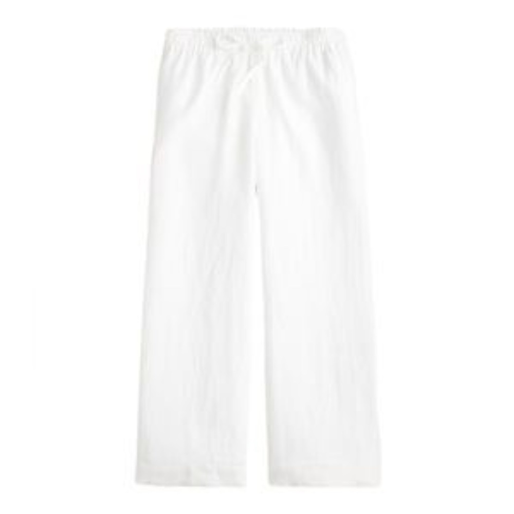 Athleta Bali Cropped Wide Leg White Linen Pants Size 6 - Picture 2 of 8